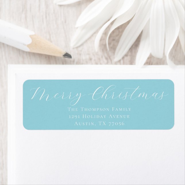 Merry Christmas Icy Blue Return Address Label (Insitu)