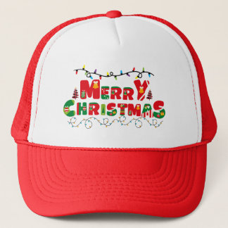 Merry Christmas: Illuminated Joy in Typography Trucker Hat