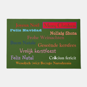 MERRY CHRISTMAS IN 11 LANGUAGES DOORMAT