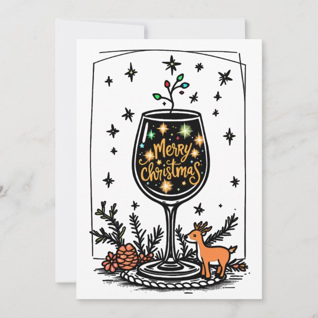 Merry Christmas in a Wine Glass  Card (Front)