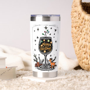 Merry Christmas in a Wine Glass Insulated Tumbler