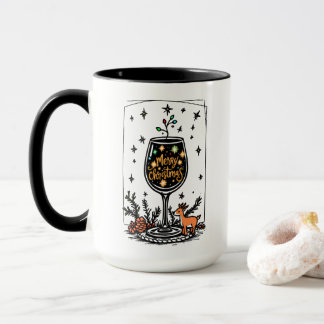 Merry Christmas in a Wine Glass Mug