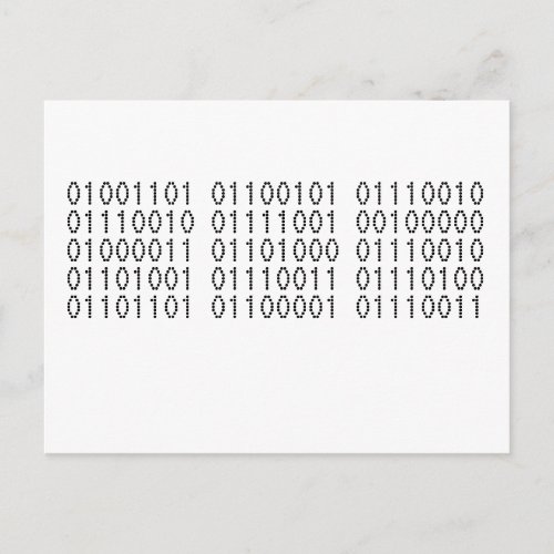 Merry Christmas in Binary Code Holiday Postcard