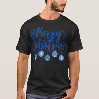 Merry Christmas In Blue And White T-Shirt