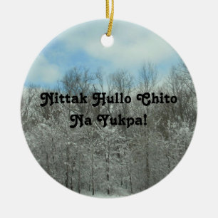 Merry Christmas in Choctaw Ceramic Ornament