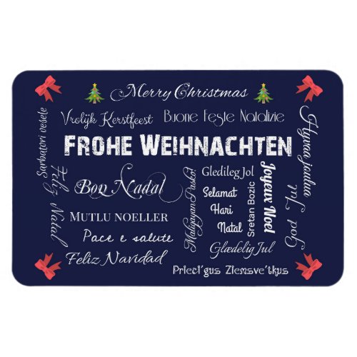 Merry Christmas in different languages Magnet