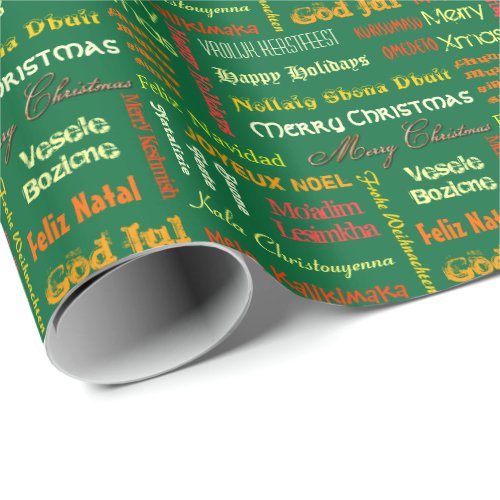 Merry Christmas in different languages Wrapping Paper