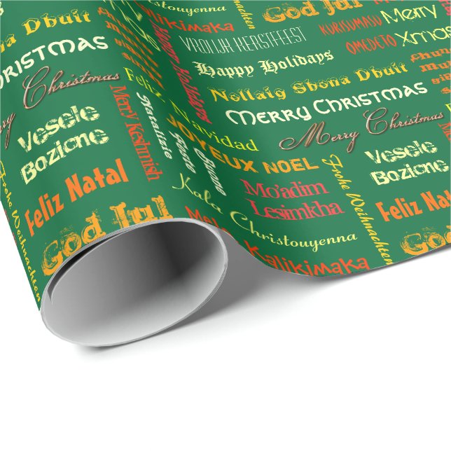 Merry Christmas in different languages Wrapping Paper (Roll Corner)