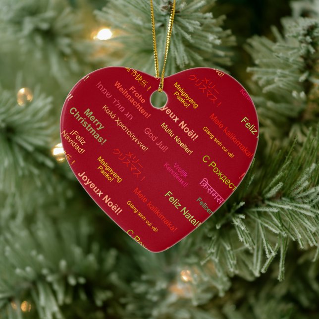 Merry Christmas in Different World Languages Ceramic Ornament (Tree)