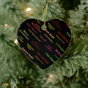 Merry Christmas in Different World Languages Ceramic Ornament