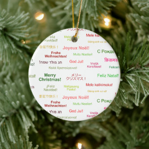 Merry Christmas in Different World Languages Ceramic Ornament