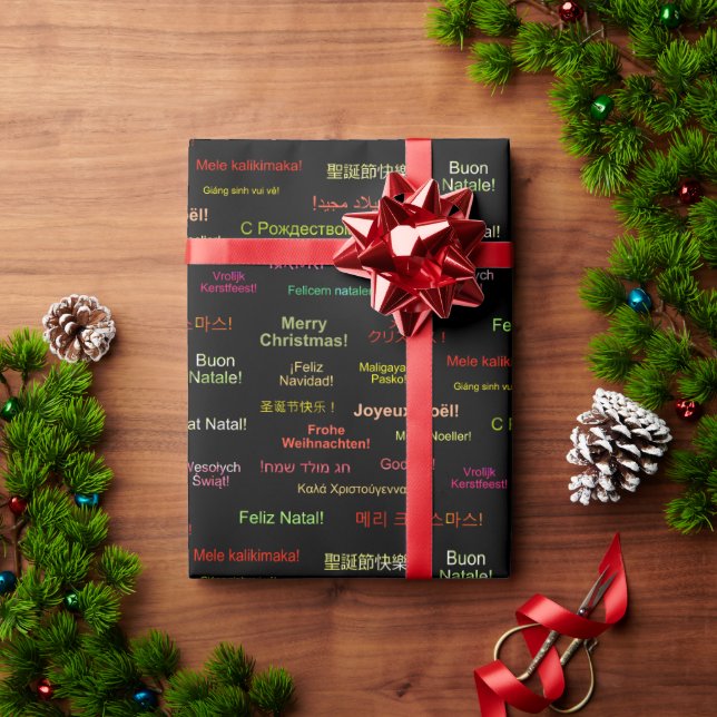 Merry Christmas in Different World Languages Wrapping Paper (Holiday Gift)
