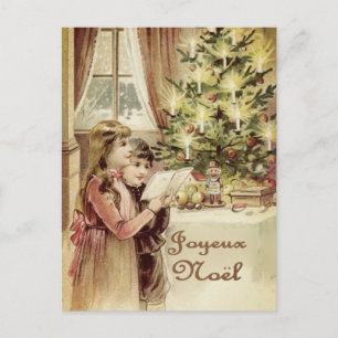 Merry Christmas in French Holiday Postcard