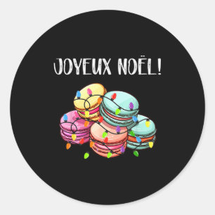 Merry Christmas In French _ Macarons Joyeux Noel Classic Round Sticker