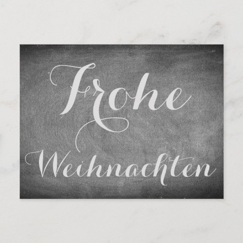Merry Christmas in German Chalkboard Typography Holiday Postcard
