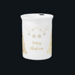 Merry Christmas in Gold Beverage Pitcher<br><div class="desc">Merry Christmas in Gold</div>