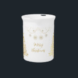 Merry Christmas in Gold Beverage Pitcher<br><div class="desc">Merry Christmas in Gold</div>