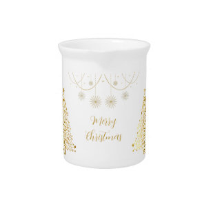 Merry Christmas in Gold Beverage Pitcher