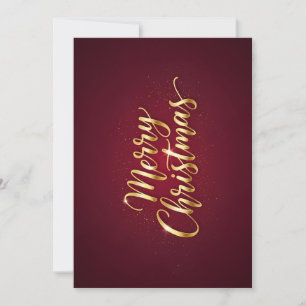"Merry Christmas" in gold glittering font Invitation