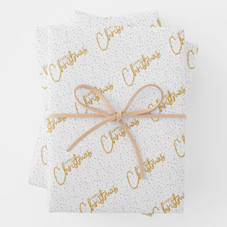 Merry Christmas in Gold Wrapping Paper Sheets