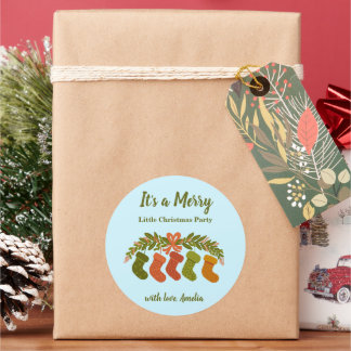 Merry Christmas in Holly’s Boots Party Gift Classic Round Sticker