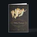 Merry Christmas in Hungarian, angels, Holiday Card<br><div class="desc">Translation: "Merry Christmas" in Hungarian. This stylish and trendy (chalkboard effect) Christmas card features vintage angels (courtesy Graphicfairy) on a vintage inspired grungy chalkboard with eroded text and swirls. You can edit text inside card. Custom requests welcome.</div>