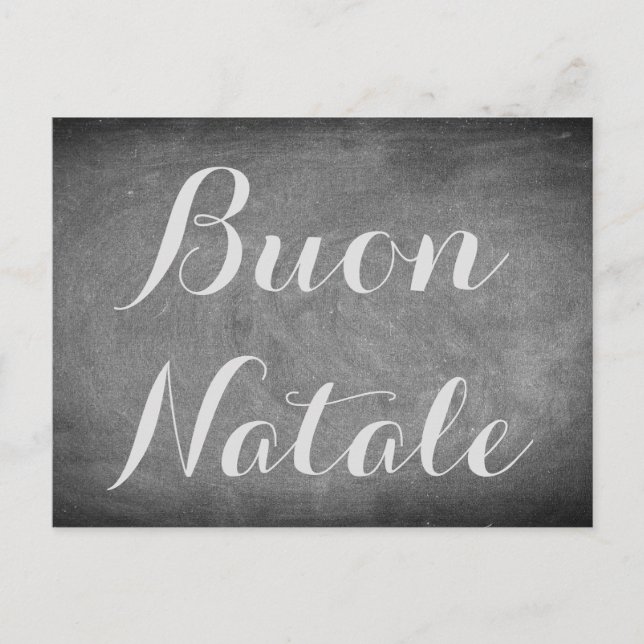 Merry Christmas in Italian Chalkboard Typography Holiday Postcard (Front)