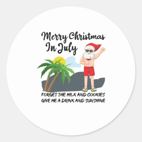 Merry Christmas In July Classic Round Sticker