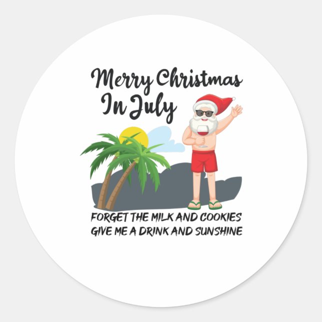 Merry Christmas In July Classic Round Sticker (Front)