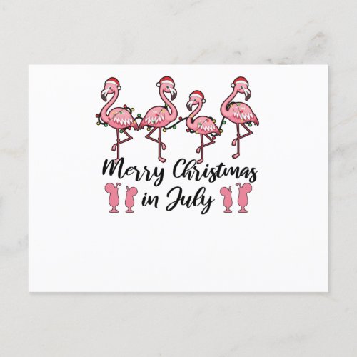 Merry Christmas In July Flamingo Christmas Summer Postcard