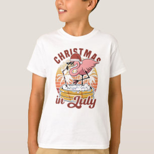 Merry Christmas In July Flamingo Christmas Summer T-Shirt
