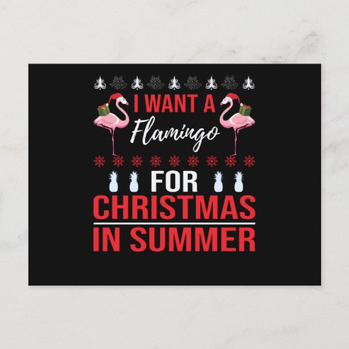 Merry Christmas In July Flamingo Sommer Ugly Postcard