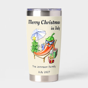Merry Christmas in July Funny Chilli Beach Party Insulated Tumbler