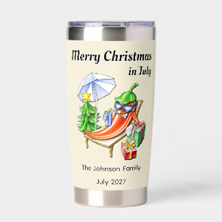 Merry Christmas in July Funny Chilli Beach Party Insulated Tumbler