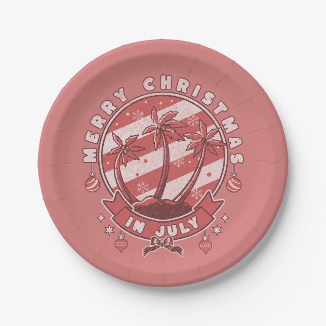Merry Christmas in July Paper Plates (Front)