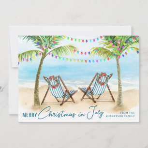 Merry Christmas in July Tropical Beach Palm Trees Holiday Card