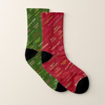 Merry Christmas In Many Different Languages Socks by inspirationzstore at Zazzle