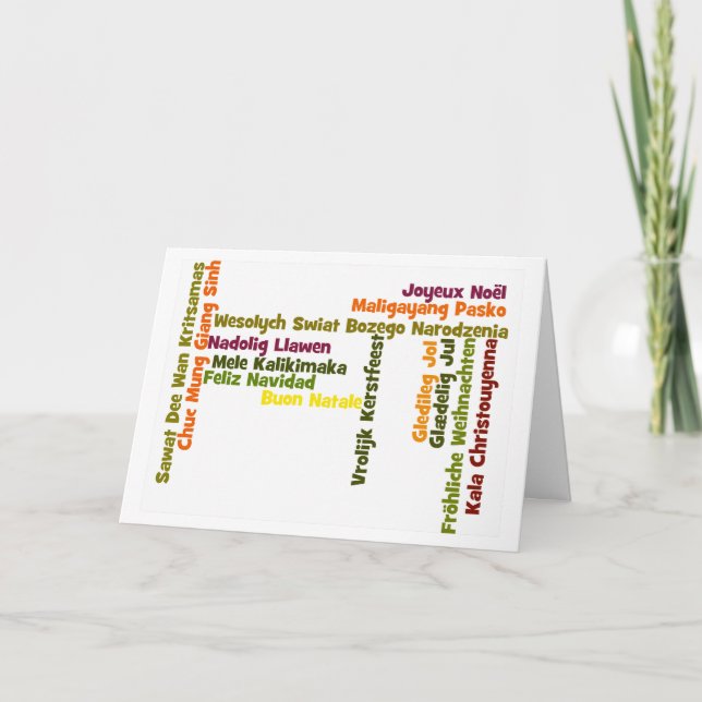 Merry Christmas in Many Languages Holiday Card (Front)