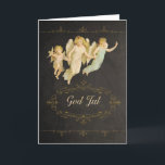 Merry Christmas in Norwegian, God Jul, angels Holiday Card<br><div class="desc">Translation: "Merry Christmas" in Norwegian. This stylish and trendy (chalkboard effect) Christmas card features vintage angels (courtesy Graphicfairy) on a vintage inspired grungy chalkboard with eroded text and swirls. You can edit text inside card. Custom requests welcome</div>