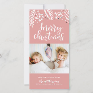 Merry Christmas in Pink Holiday Card