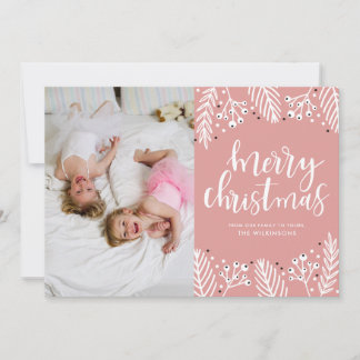 Merry Christmas in Pink Holiday Card
