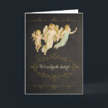 Merry Christmas in Polish, angels Holiday Card<br><div class="desc">Translation: "Merry Christmas" in Polish. This stylish and trendy (chalkboard effect) Christmas card features vintage angels (courtesy Graphicfairy) on a vintage inspired grungy chalkboard with eroded text and swirls. You can edit text inside card. Custom requests welcome.</div>