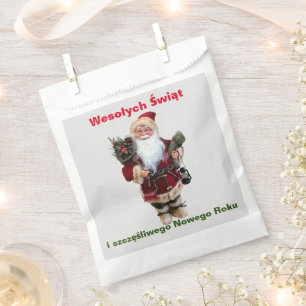 Merry Christmas in Polish Wesołych Świąt Gift Favor Bag