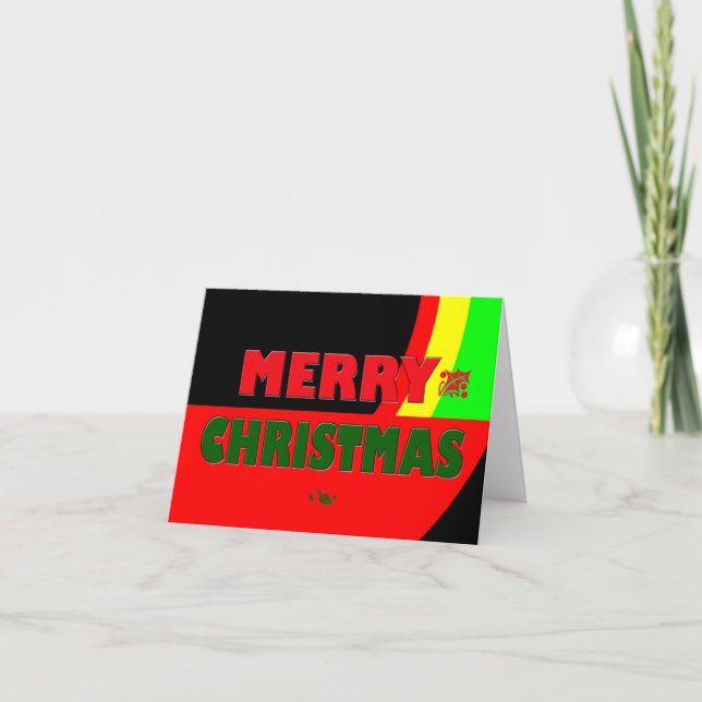 Merry Christmas in Rasta Colors Holiday Card (Front)