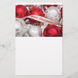 Merry Christmas in Red Silver White Stationery