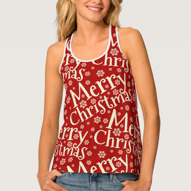 Merry Christmas in Red Tank Top (Front)