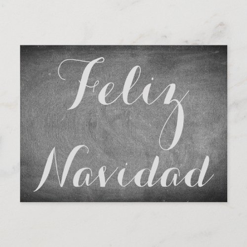 Merry Christmas in Spanish Chalkboard Typography Holiday Postcard