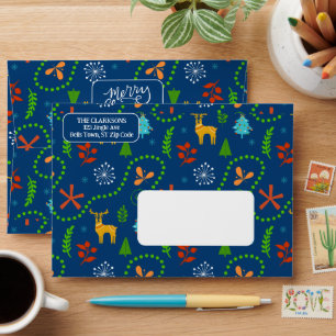 Merry Christmas in the Forest Blue Envelope