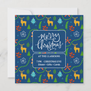 Merry Christmas in the Forest Blue Invitation