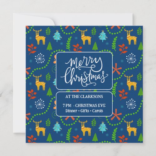 Merry Christmas in the Forest  Blue Invitation